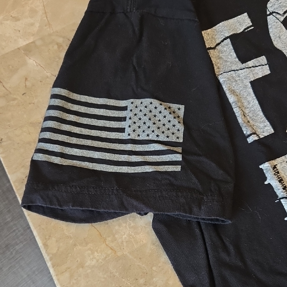 Grunt Style Black T-Shirt with Patriotic Graphic - Picture 2 of 5